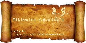 Miklovicz Zakariás névjegykártya